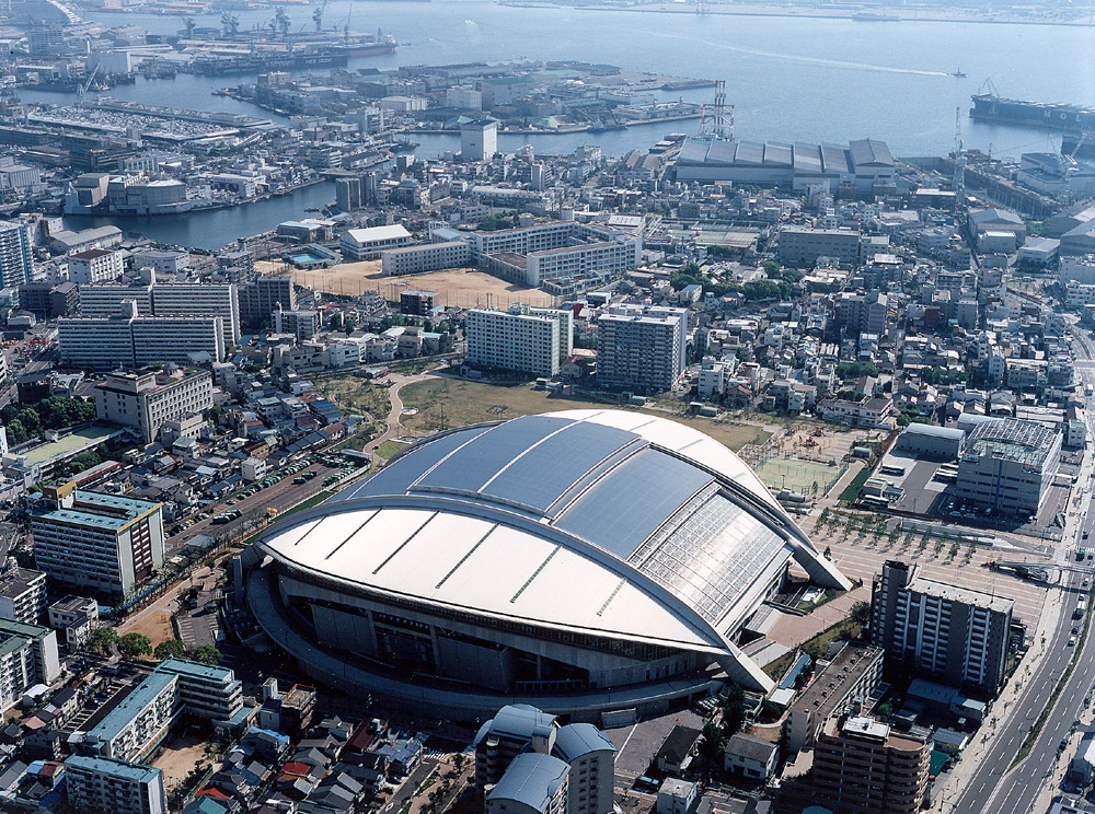 開閉屋根 ノエビアスタジアム神戸 特殊建築no 1 横河システム建築 開閉屋根 ノエビアスタジアム神戸 特殊建築no 1 横河システム建築