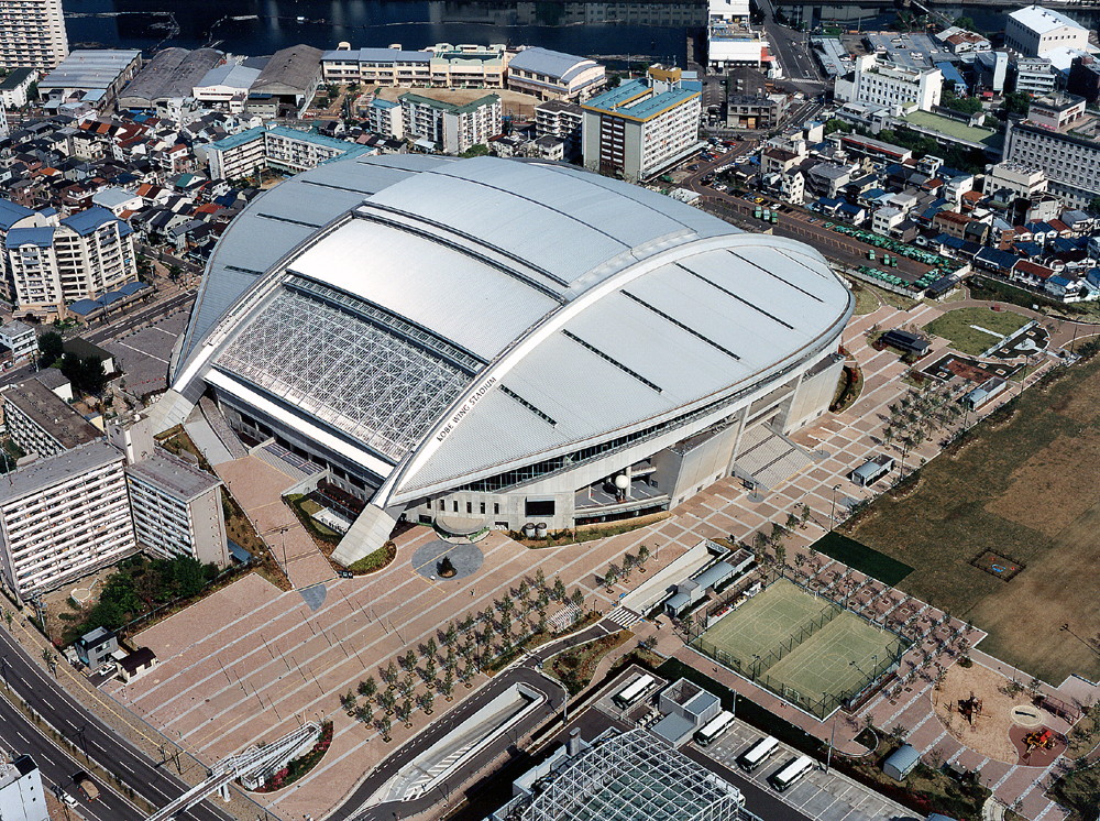 開閉屋根 ノエビアスタジアム神戸 特殊建築no 1 横河システム建築 開閉屋根 ノエビアスタジアム神戸 特殊建築no 1 横河システム建築